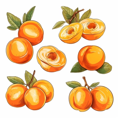 apricot clipart, sketch art, vector, white background
