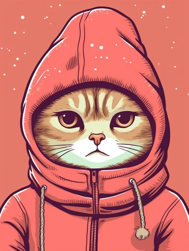 an ignorant cat looking annoyed wearing turtleneck, vector illustration, clipart, outlines, portrait, cute, kawaii, extremely cute,