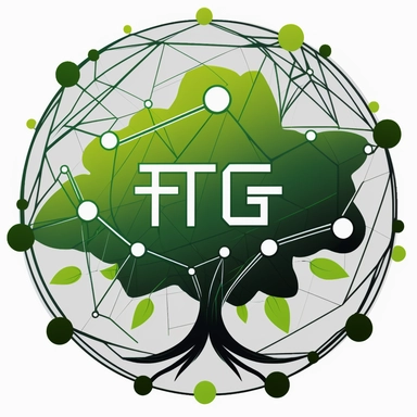 FTG, logo, ecological, cyber, green, connectivity, cartoon, clipart, symmetric, white background