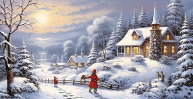 Adorable Christmas scene, clipart, precision painting, vivid colours, white background, I can’t believe how beautiful this is