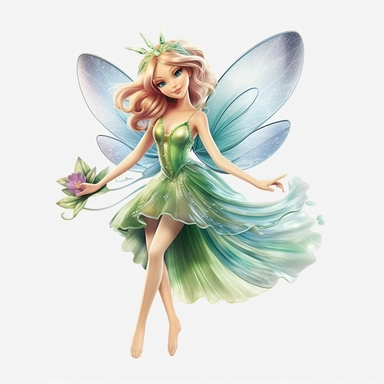 Watercolour animated whimsical beautiful Disney inspired beautiful spring fairy with iridescent wings mesmerising beautiful eyes perfect perfect hands and legs and feet Disney inspired spring fairy beautifully detailed perfect facial features ultra highly detailed, 18k, sharp focus, bright photo with rich colours digitally enhanced, enhanced graphics, straight, sharp focus, bright lighting, intricate detailed png image ,high definition,300dpi,graphic clipart,computer graphics