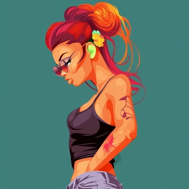 , black hipster Ariel, Halle Bailey, vector, clipart