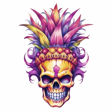 watercolor sultan aliyah tattoo pineapple flower, in the style of colorful cartoon, skull motifs, joe jusko, light orange and magenta, ritualistic masks, organic material, manapunk Clipart desert cartoon t-shirt graphic, vector,contour, isolated on a white background