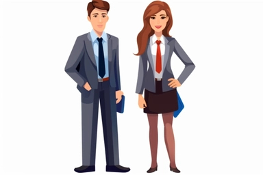 businessman and businesswoman cliparts, hd, on withe background, spaced out