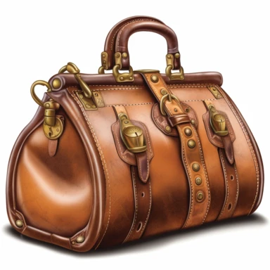 clipart, doctors bag, medical bag, leather bag, old west style