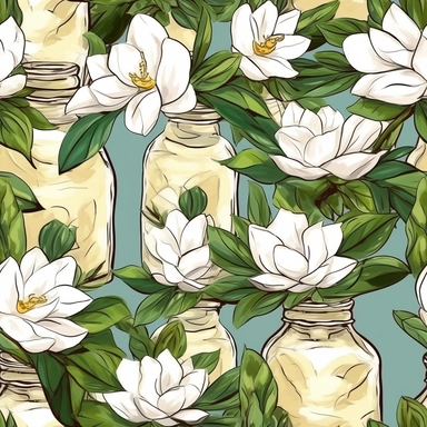 A bunch of gardenia in a many glass jar no water mark, ? water colour clipart