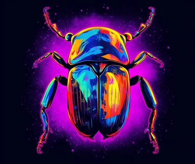 color beetle art | the free clipart library, in the style of neon impressionism, close-up, lith printing, low resolution, bugcore, illustrative pen and ink, kombuchapunk