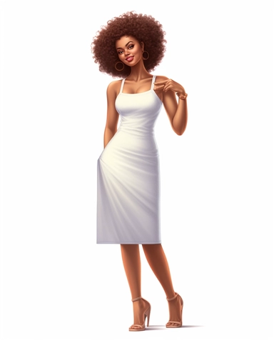 Full body shot, advertising, Clipart beautiful Afro Cuban American woman girl holding blank board vector, in the style of realistic hyper-detailed portraits, bamileke art, high resolution, avocadopunk, white, heavy texture, sheet film