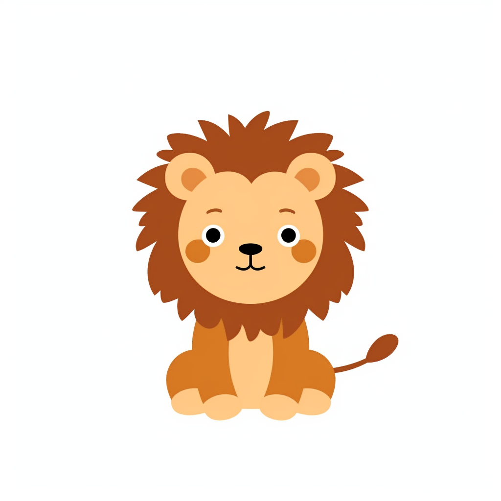 Very Simple Clip Art of a lion, cute kids illustration, simple graphic ...