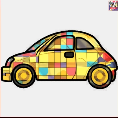 car silhouette cartoon, car transparent background png clipart, in the style of romero britto, yellow and red, frequent use of yellow, 3840x2160, chalk art, hikari shimoda, ilford pan f