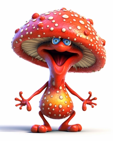 an adorable fantasy mushroom person, clipart illustration, crisp clear colors, photorealistic,happy, beautiful, vibrant colors, cute, ultra detailed, on white background--no cut off