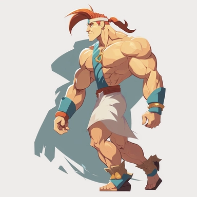 2d perspective clipart video game stylized profile view of a champion walking