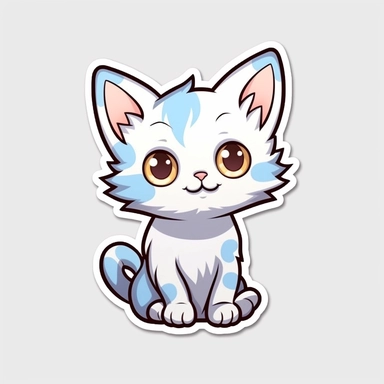 Kitten Sticker White Transparent, Cute Kitten Sticker, Cute Clipart, Cat, cartoon style, comic style v 5