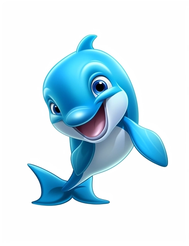cute daulphin character, adorable, vector, png, clipart, 3D, poster art, white background,