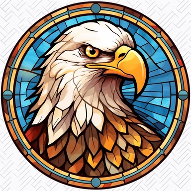 Stained Glass USA Eagle in the shape of a circle PNG Clipart