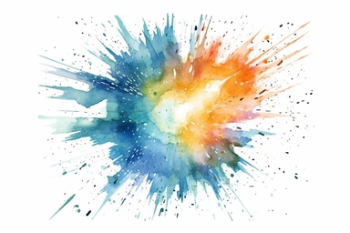 Watercolor, Design a gamma-ray burst progenitor star, precursor to one of the most powerful explosions in the cosmos clipart, hd, on a white background, spaced out