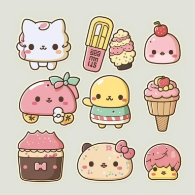 cute Sanrio style images clear background png clipart set of icons super cute
