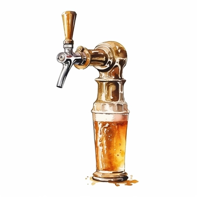 A Beer Tap, , full color, clipart, watercolor illustration, single object, high definition 8k, white background for removing background