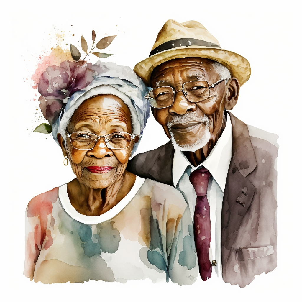 old couple clipart