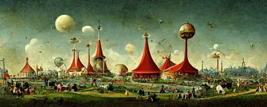 sharpen A fascinating amusement park, Clipart, by Hieronymus Bosch, Outrun