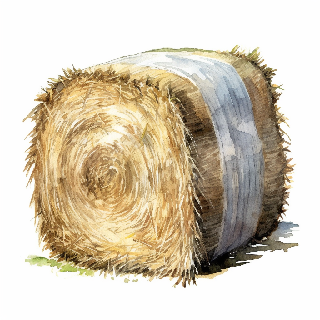 A Hay Bale clipart watercolor illustration, single object, high ...