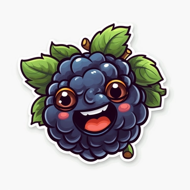 cute Blackberry, happy and smiling, bold line, clipart, sticker, white background, no shadow, 8k detail