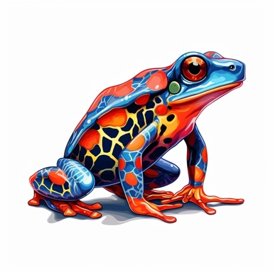 poison dart frog in the style of Anatole Krasnyansky clipart white background