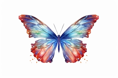 Watercolor, Create an animated GIF of a butterfly in flight, showcasing its graceful movements and wing patterns, clipart, hd, on a white background, spaced out