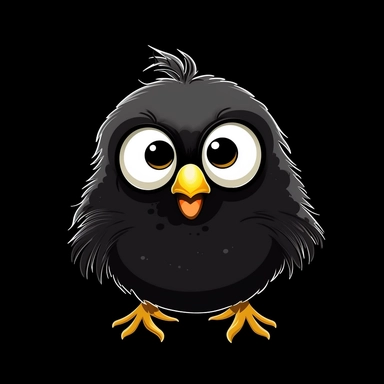 cute cartoon bird clipart, black background,--no cut off edges
