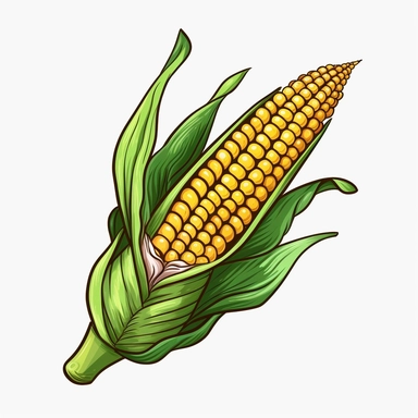 1 corn clipart, white background, simplified,