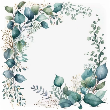 watercolor eucalyptus corner border clipart. edges and corners, Greenery frame