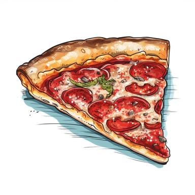 chicago style slice of pizza clipart, white background