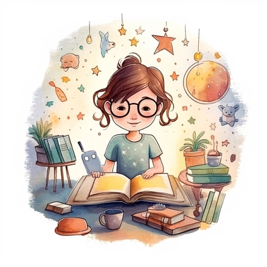 school teacher, watercolor, doodle, fable, child book, clip art, transparent background, 300 dpi, nursery illustration, minimalist, vector illustration, optimistic