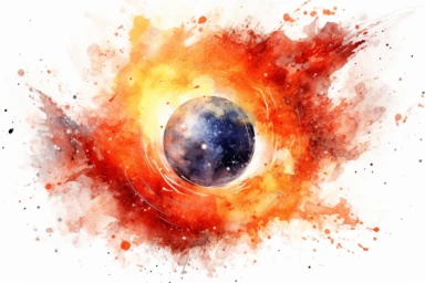 Watercolor, Imagine a binary system with a red giant star and a white dwarf, locked in a delicate gravitational embrace clipart, hd, on a white background, spaced out