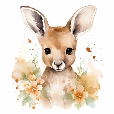 watercolor baby kangaroo Clipart