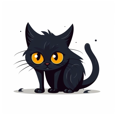 shaggy cartoon style wet black cat with a wide eyed, desperate look, begging to be let insisedsilhouette vector flat simple identification symbol white backround white background minimalistic clipart png svg