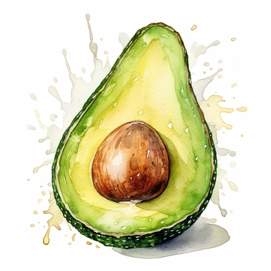 watercolo clipart of an avocado, raw authenticity, environmental awareness