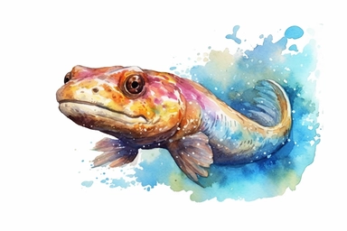 Watercolor, Eel Fish, clipart, hd, on a white background, spaced out