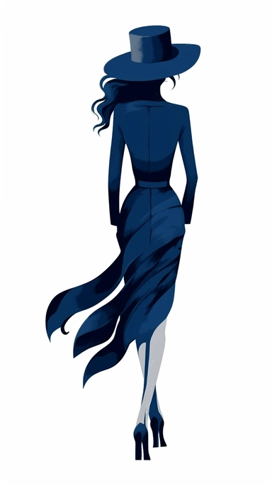 Faceless clipart, Boss girl clipart, Fashion illustration, clipart, Look Clipart, Fashion clipart, woman clipart, navy blue toned, royal, cartoon, painting
