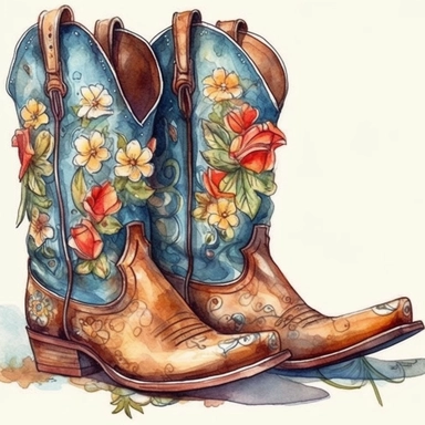 Watercolor cowboy boots, Fantasy Clipart, PNG Clipart, Illustration clipart, 4K, extremely detailed