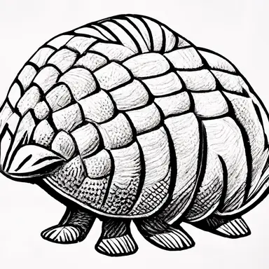armadillo, easy to draw, black and white only, incredibly basic, clipart, clip art, no color, no shading, few lines, very simple