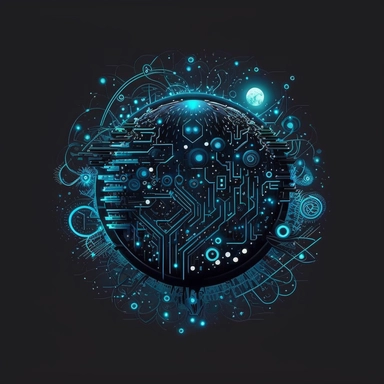 London, technology, NFT, Swag, geometric, lunar cycle, hipster, quirky, dynamic, finance, blue, simple, cosmos, particles, glowing, clean black background, digital, circuit board, icon, clipart, futuristic, 2D, flat, svg, sci-fi, 4k, vector