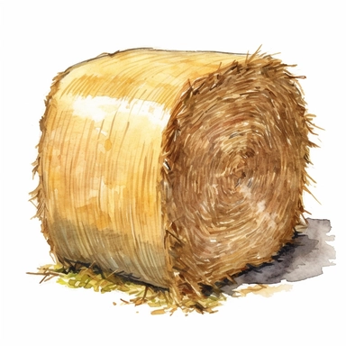 A Hay Bale clipart watercolor illustration, single object, high definition, white background for removing background