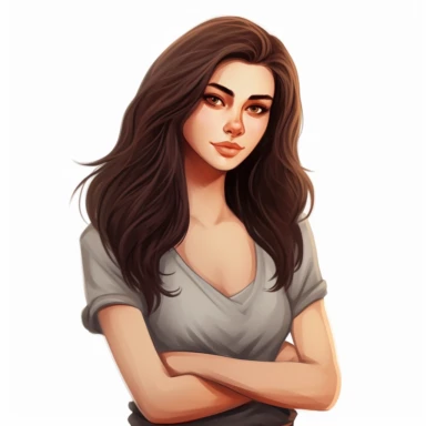 black long hair, bodyshot, high qulaity clipart, clipart, woman, early 20, white background, casual