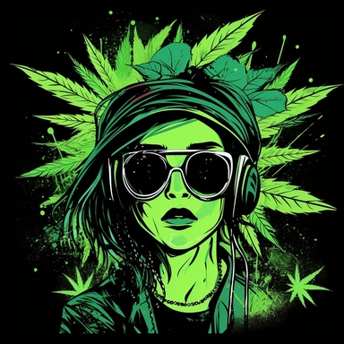 cannabis dark synth punk wave clipart