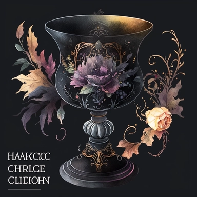 watercolor dark witch chalice clipart baroque style