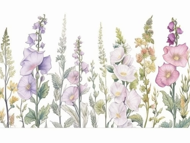 Clip art set.Graceful Whispers: Foxgloves, Bellflowers, and Evening Primroses. Soft, Gentle, color pallete. perfect for adding a whimsical and romantic touch to invitations, stationery, and more, vector, contour, white background, clipart set, spaced out