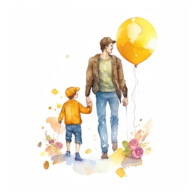 watercolor clipart in the style of father's day, best dad, dad standing, clipart, love, happiness