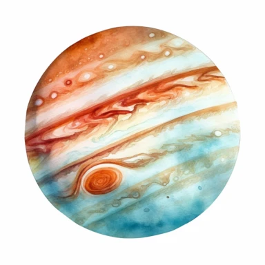 planet jupiter watercolor clipart with white bakcground