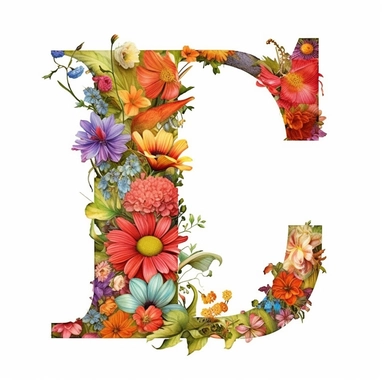 A digital illustration of the flower alphabet clipart for the letter L featuring a vibrant and whimsical style reminiscent of the works of Beatrix Potter. The letter L is creatively formed by a variety of colorful and intricate flowers, each with its own unique shape and petal arrangement. Against a clean white background, the floral L stands out prominently, exuding a sense of elegance and natural beauty. Soft, diffused lighting ensures that every detail of the flowers is showcased with clarity